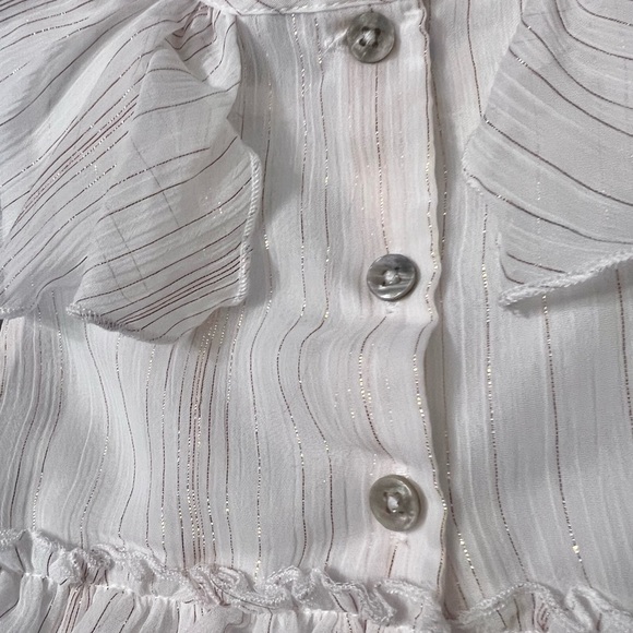 First impression white and gold sleeveless ruffled top with gold pants 24 months - Picture 7 of 9